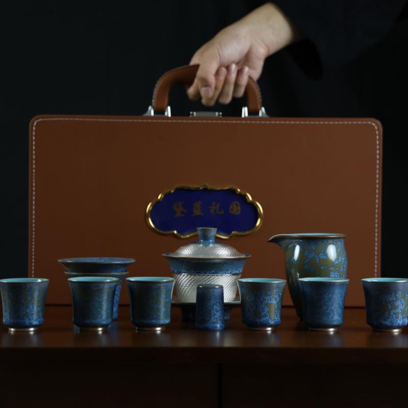 国礼三才盖碗茶具套装家用高端伴手礼高档陶瓷三才功夫茶具套装