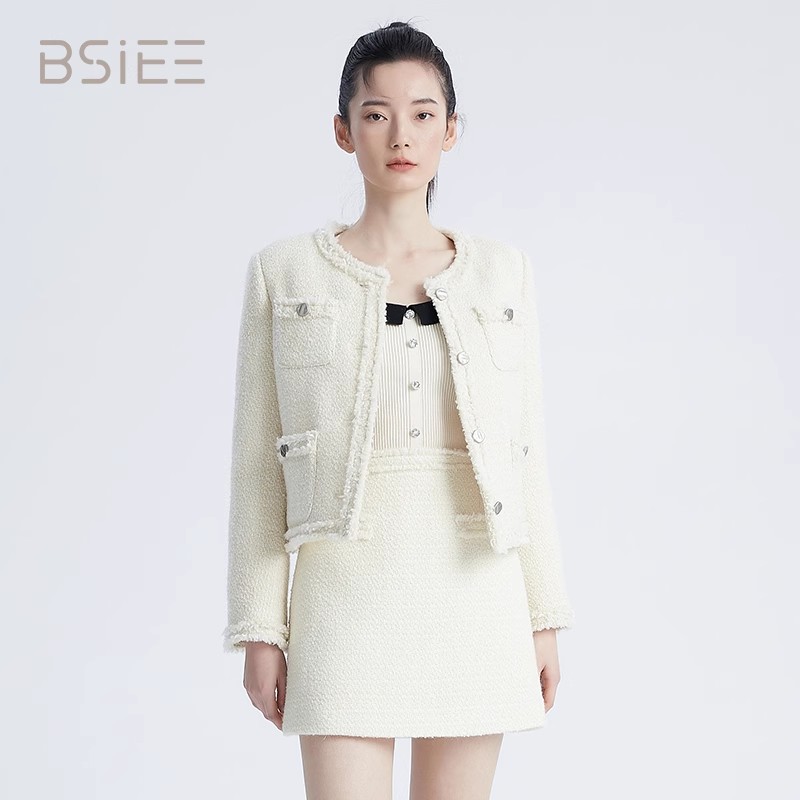 BSIEE/本涩亮丝粗花呢套装裙新品舒适气质休闲两件套女