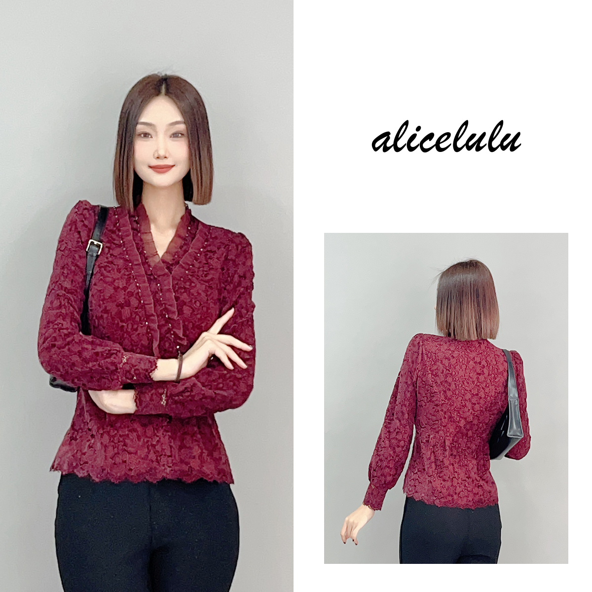 1 ALICE “花影重重”衬衫 重工蕾丝 优雅名媛 S1034865W