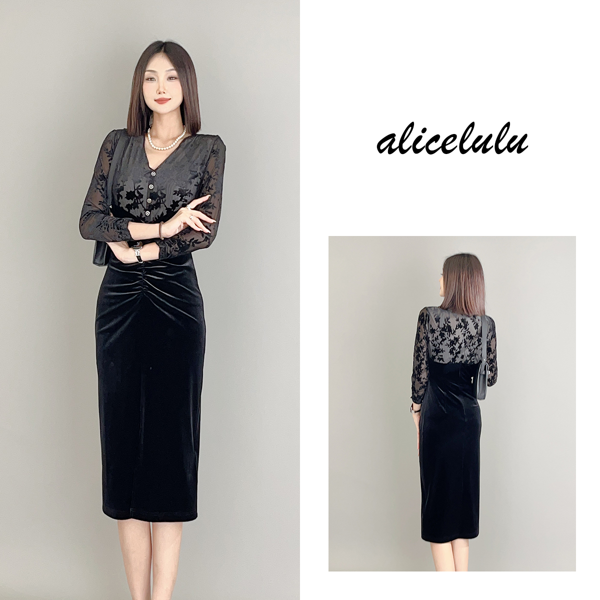 2 ALICE “暗香袭人”连衣裙 华贵丝绒 曼妙身姿 S2139442E