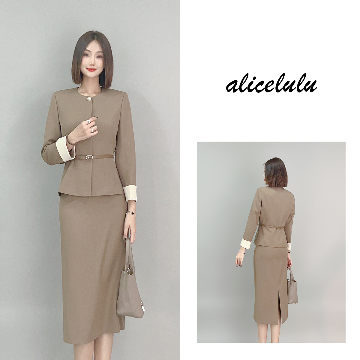 原 ALICE “香槟之约”女装套装 优雅通勤 皮质腰带 S2140848A