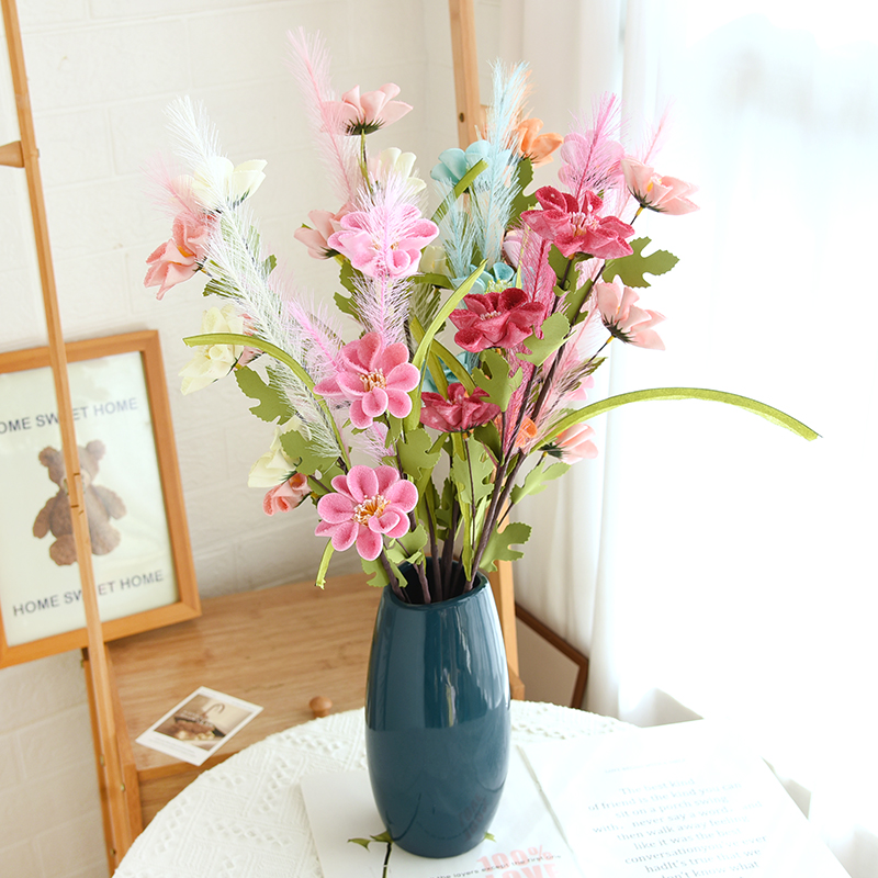  仿真羽毛蝴蝶兰花花瓶客厅餐桌摆设节日花束婚礼假花春节花束