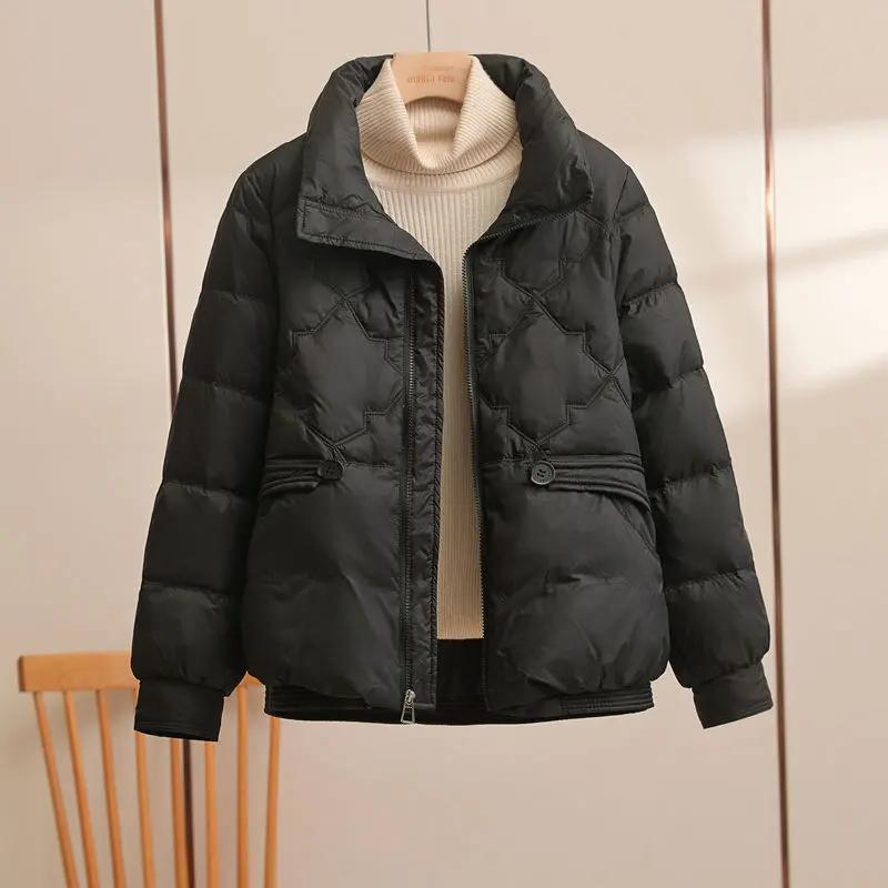 新款短款羽绒服女20233年新款时尚立领棉衣百塔保暖冬装显瘦外
