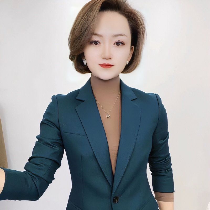 时尚松叶绿修身长袖职业气质小直筒裤女士西服单件