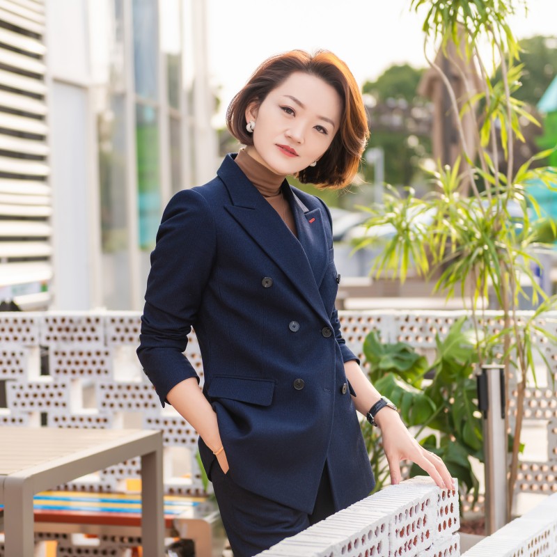 宝蓝色气质时尚修身职业西装套装单件