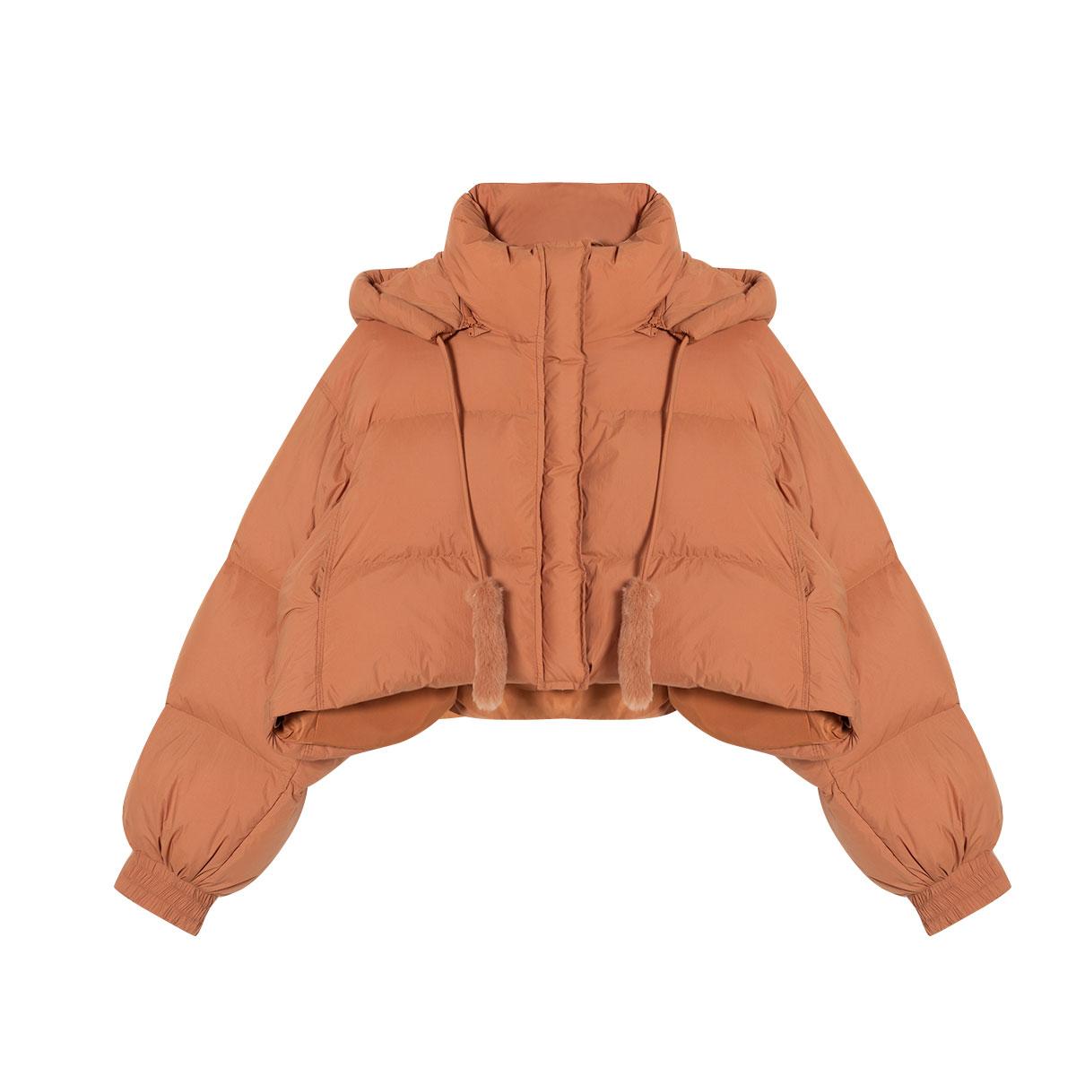 【专】90白鸭绒短款羽绒服连帽新款宽松外套韩版面包服百搭加厚女