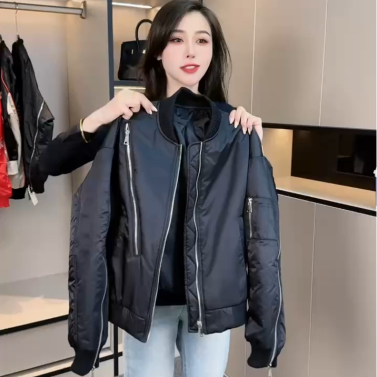 2019【加棉新款】 时尚大码自留款夹层棉外套通勤拉链上衣31#-5