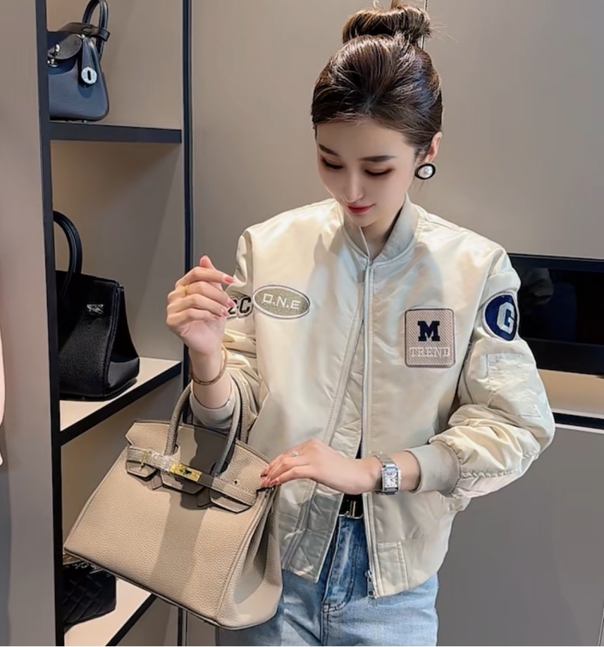 【新升级版—A】加棉款086美拉德大码女棒球服刺绣贴标休闲夹克外套