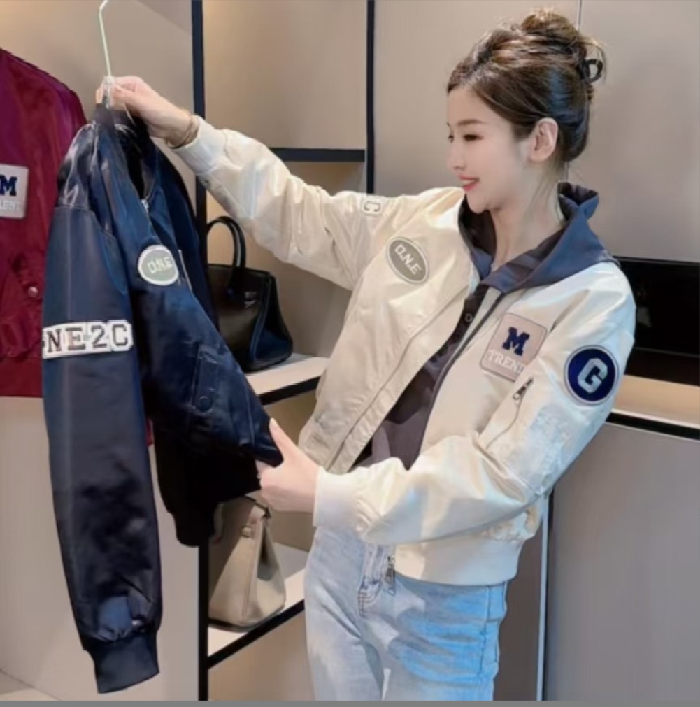 2024单里衬【48H内】刺绣贴标休闲百搭棒球服夹克外套