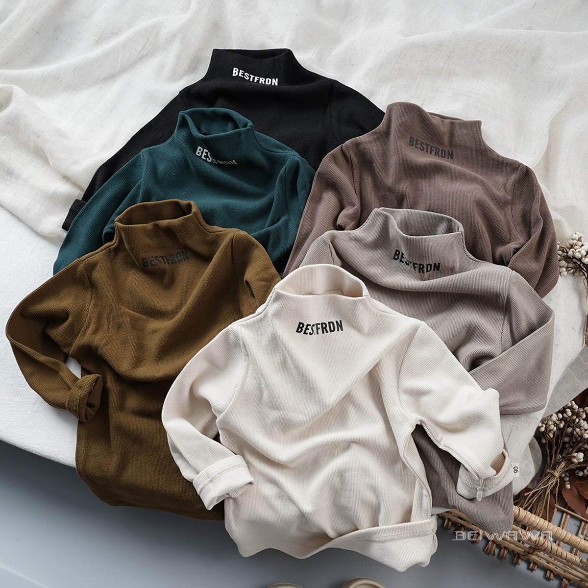 超好穿~秋冬款儿童高弹力亲肤百搭打底衫 男女童休闲半高领T恤