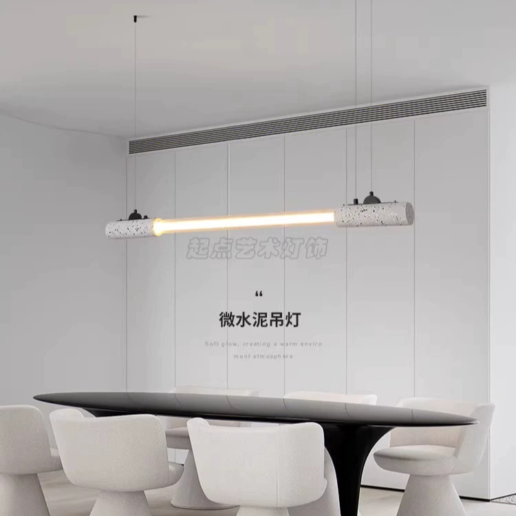 创意极简水磨石长条餐厅吊灯 设计师展厅样板房吧台简约现代灯具