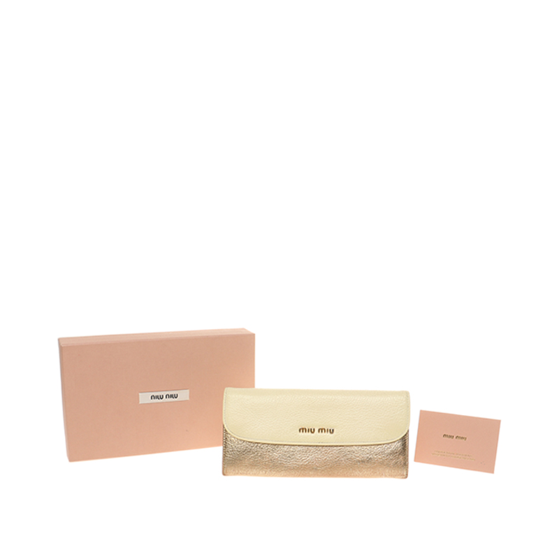 95新 MIU MIU/缪缪 缪缪拼色皮质女士长款钱包