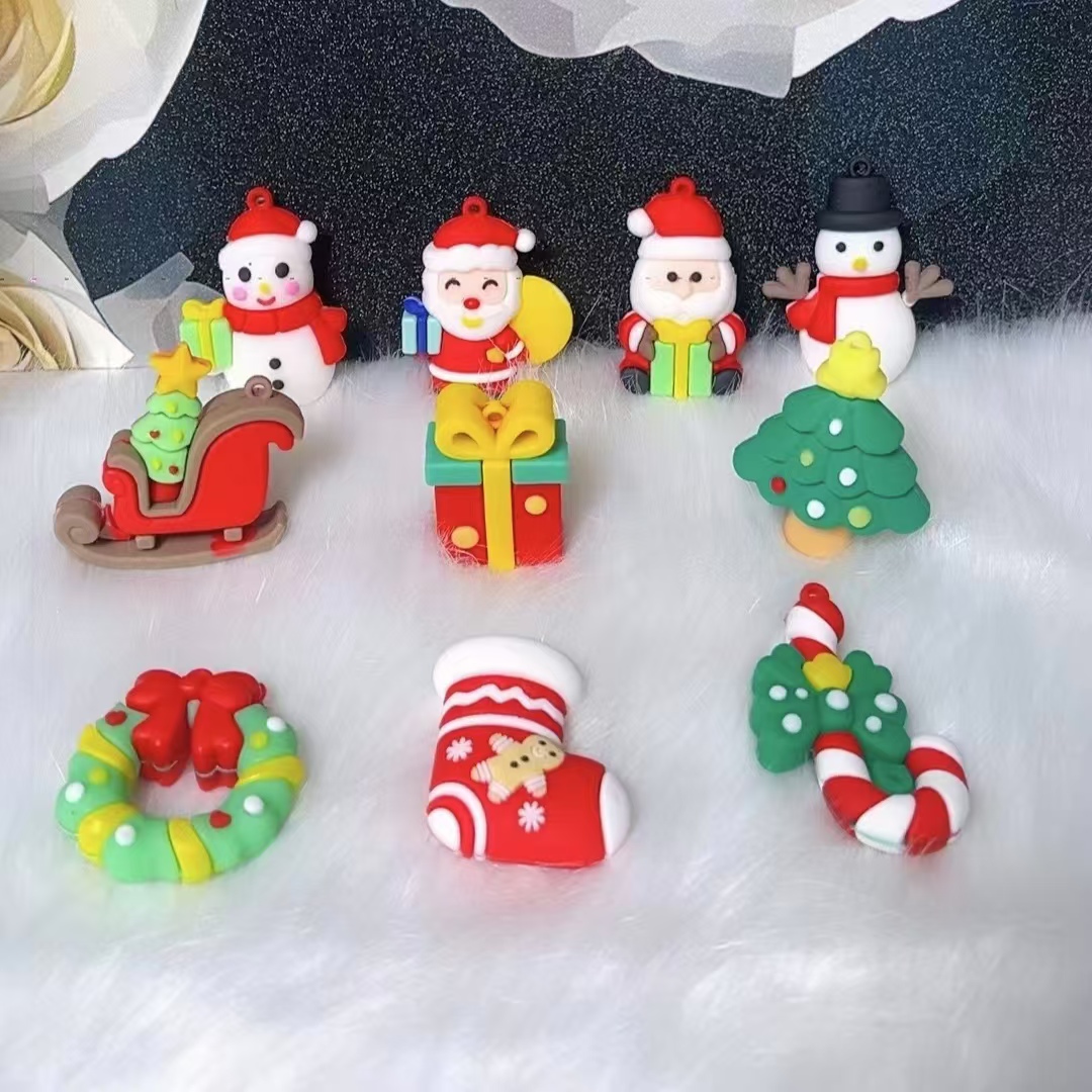 【班班精选】圣诞老人圣诞节卡通雪人滴胶软胶娃娃可爱迷你玩偶