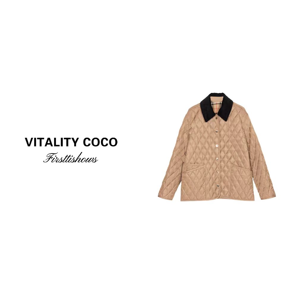 「VITALITY COCO」【黄金棉服】休闲菱格纹百搭翻领棉服外套-1310