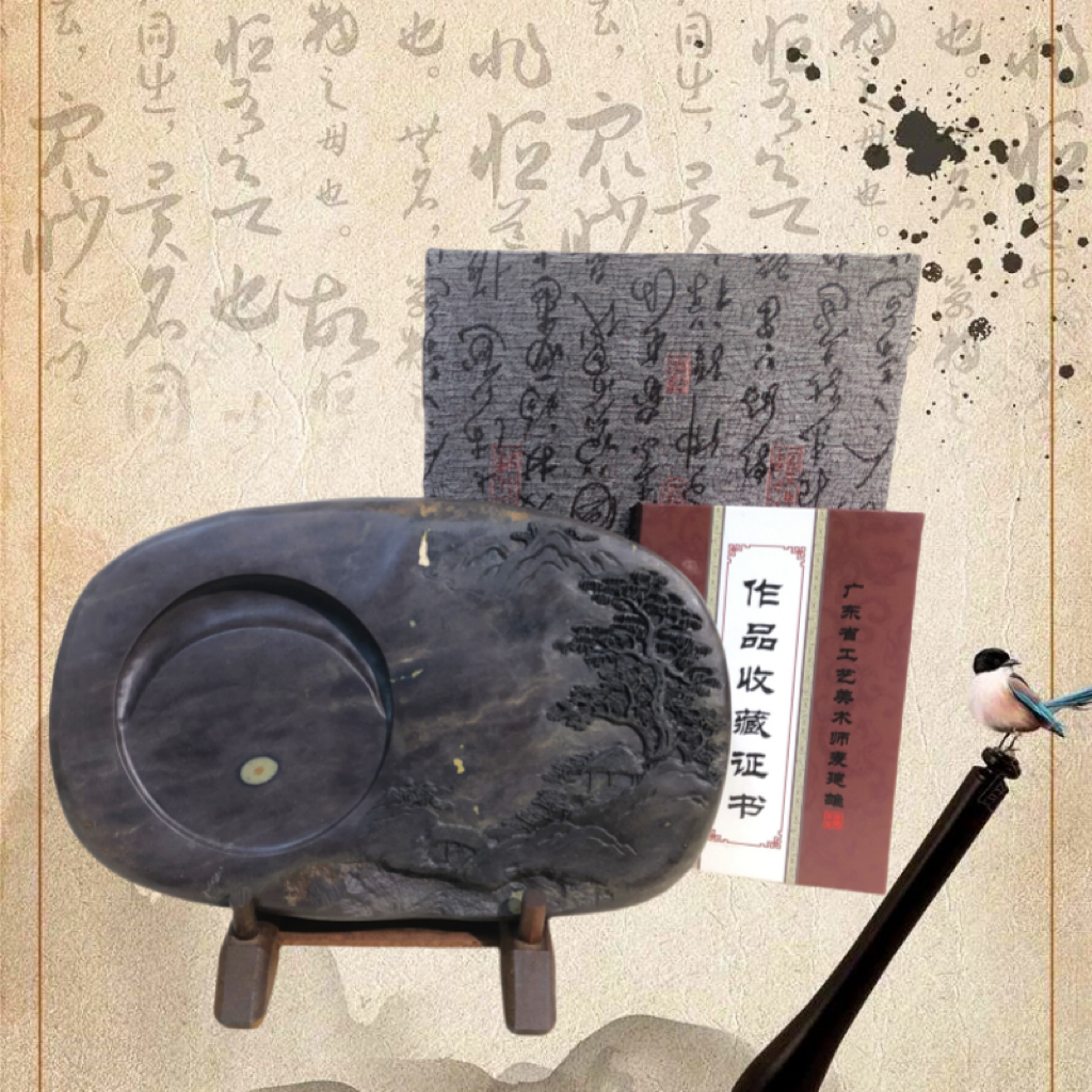 肇庆端砚砚台《平湖秋月》精品手工端砚 高档砚台 文房四宝专用