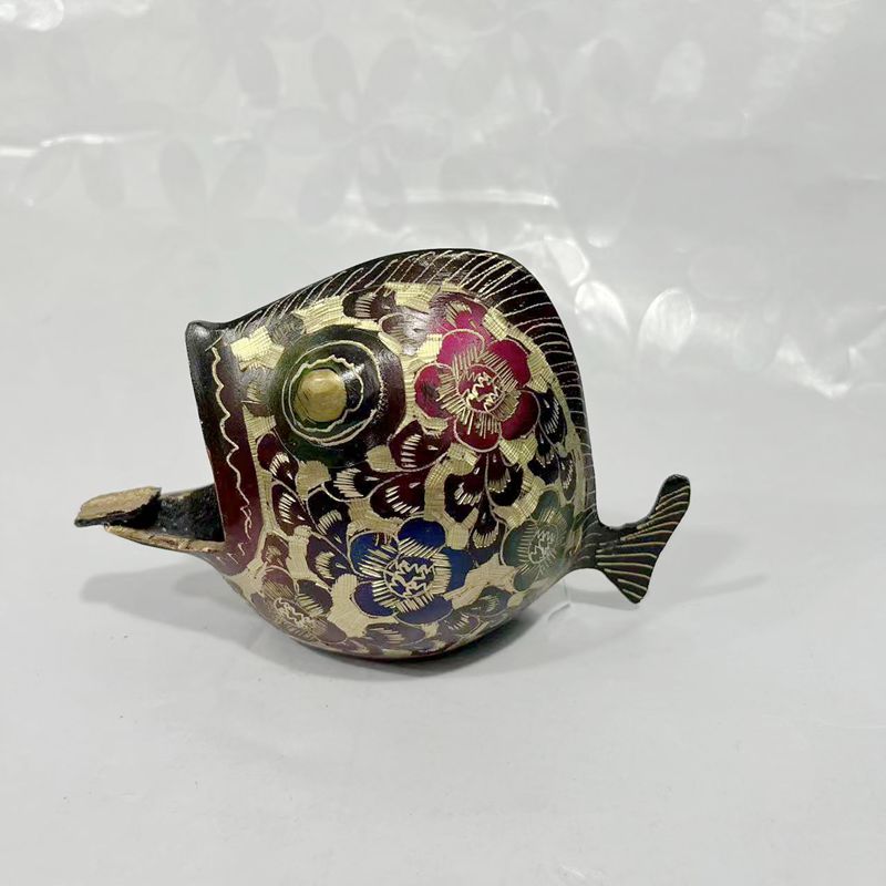 鱼头烟灰缸巴基斯坦铜雕手工烟灰缸年年有鱼