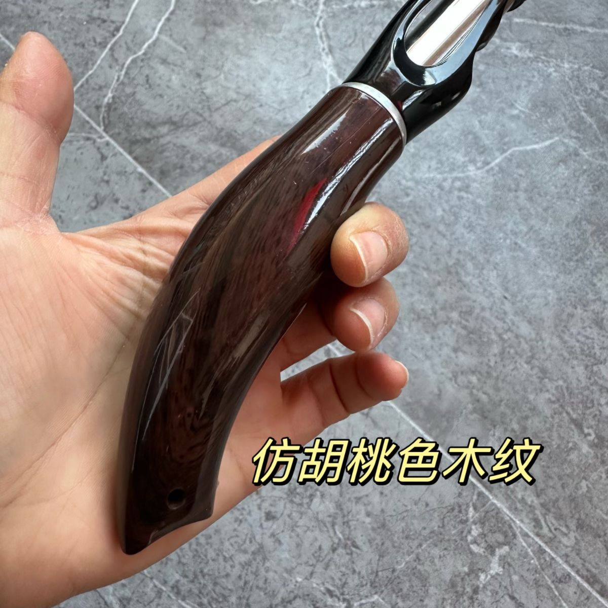 仿胡桃木小鱼尾手把冰钓杆插接钓鱼竿冬钓杆