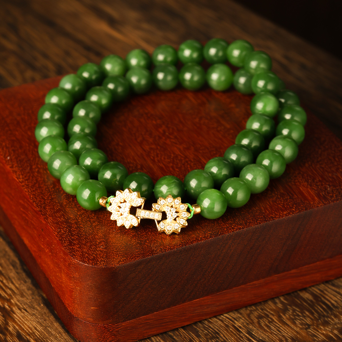 【太阳花】和田玉碧玉项链无黑点妈妈链日常佩戴时尚百搭碧玉9-10mm