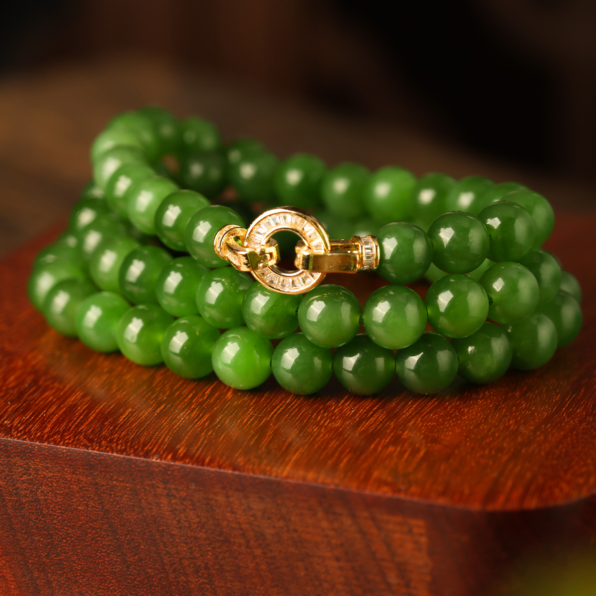 【至尊圆满】和田玉碧玉项链珠7mm-8mm无黑点多样性发一件时尚单圈