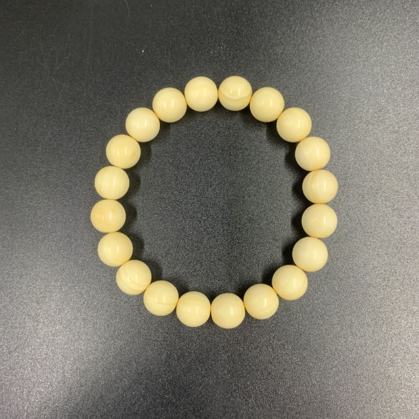 P7186天然猛犸牙圆珠手串 支持鉴定 假一罚四