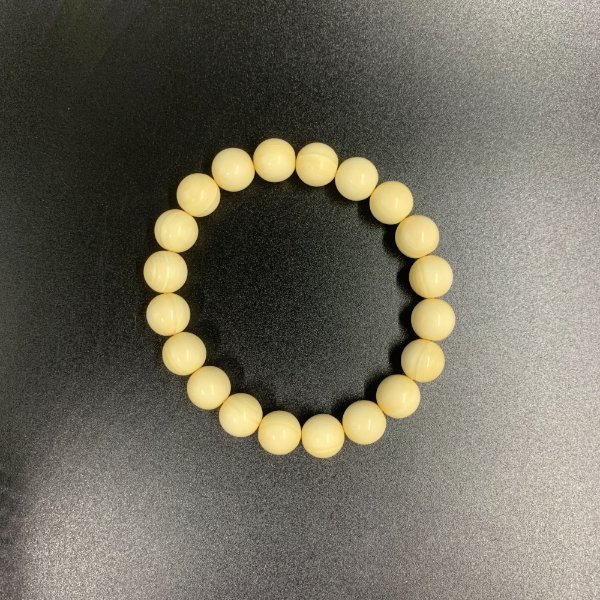 P7173天然猛犸牙圆珠手串 支持鉴定 假一罚四