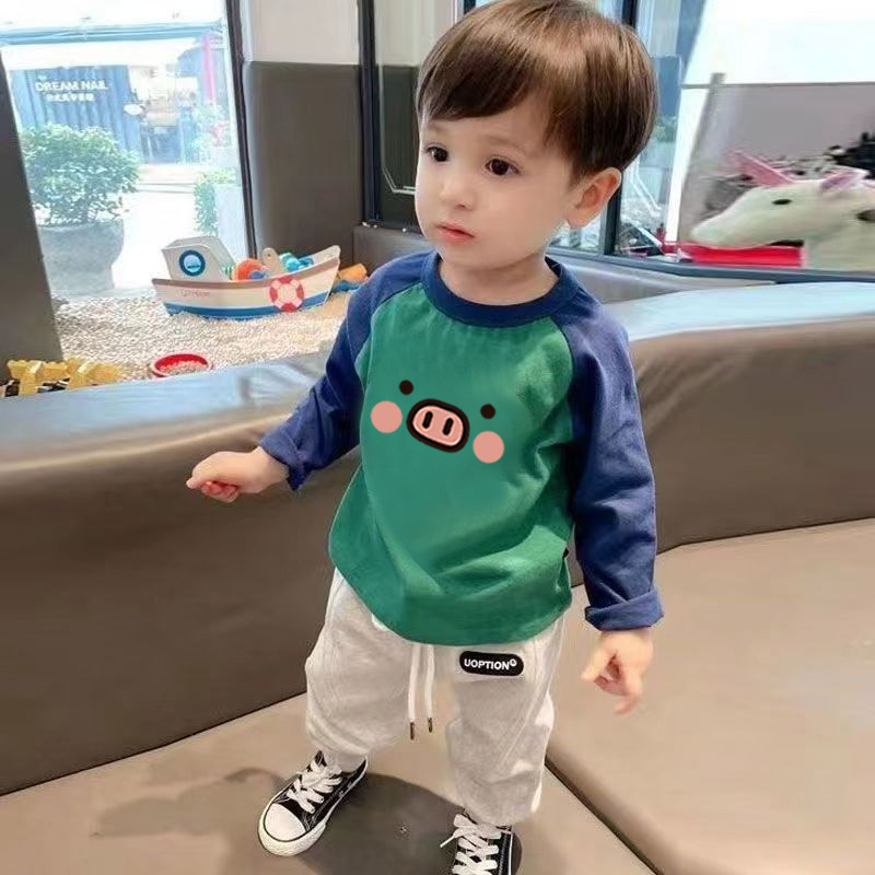 纯棉长袖T恤中小童装男童女童宝宝春秋季可爱卡通印花打底衫上衣