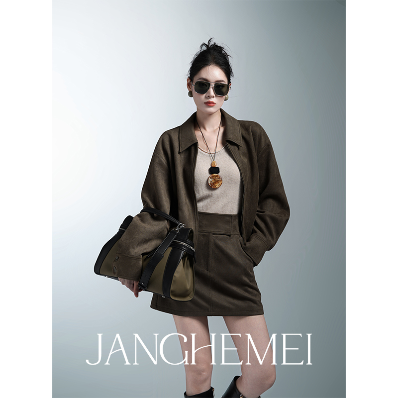 JANGHEMEI【克里斯汀】雅丹风夹克外套+半身裙时尚套装S23867M43