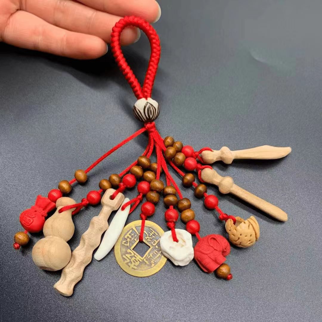 桃木 （十全十美）十合一木雕挂件