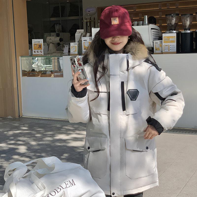 波司登韩国Runningman工装户外宽松羽绒服女情侣派克服男中长款加