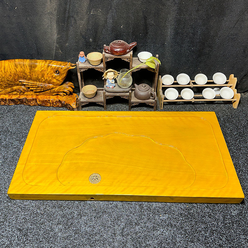 实木根雕茶盘及茶海小托盘