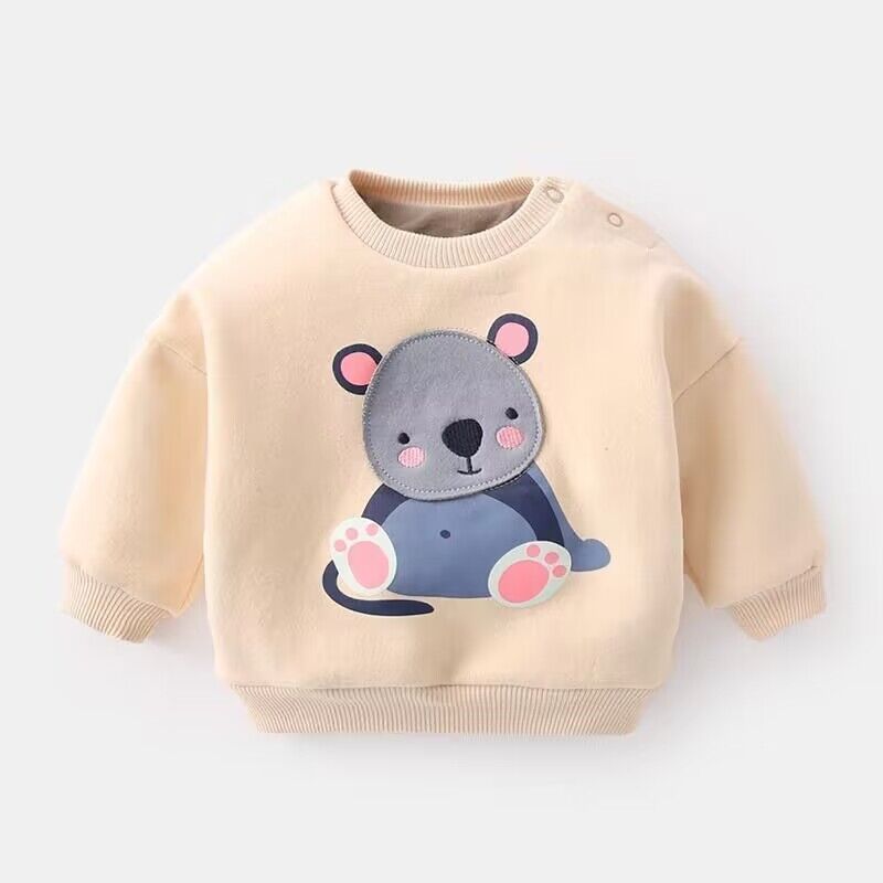 儿童宝宝卫衣加绒婴儿秋冬加厚女童一体绒上衣一岁婴幼儿衣服男童