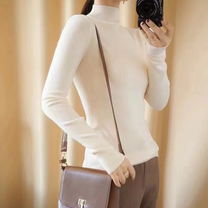 2023秋冬新款毛衣高领针织套头紧身打底衫