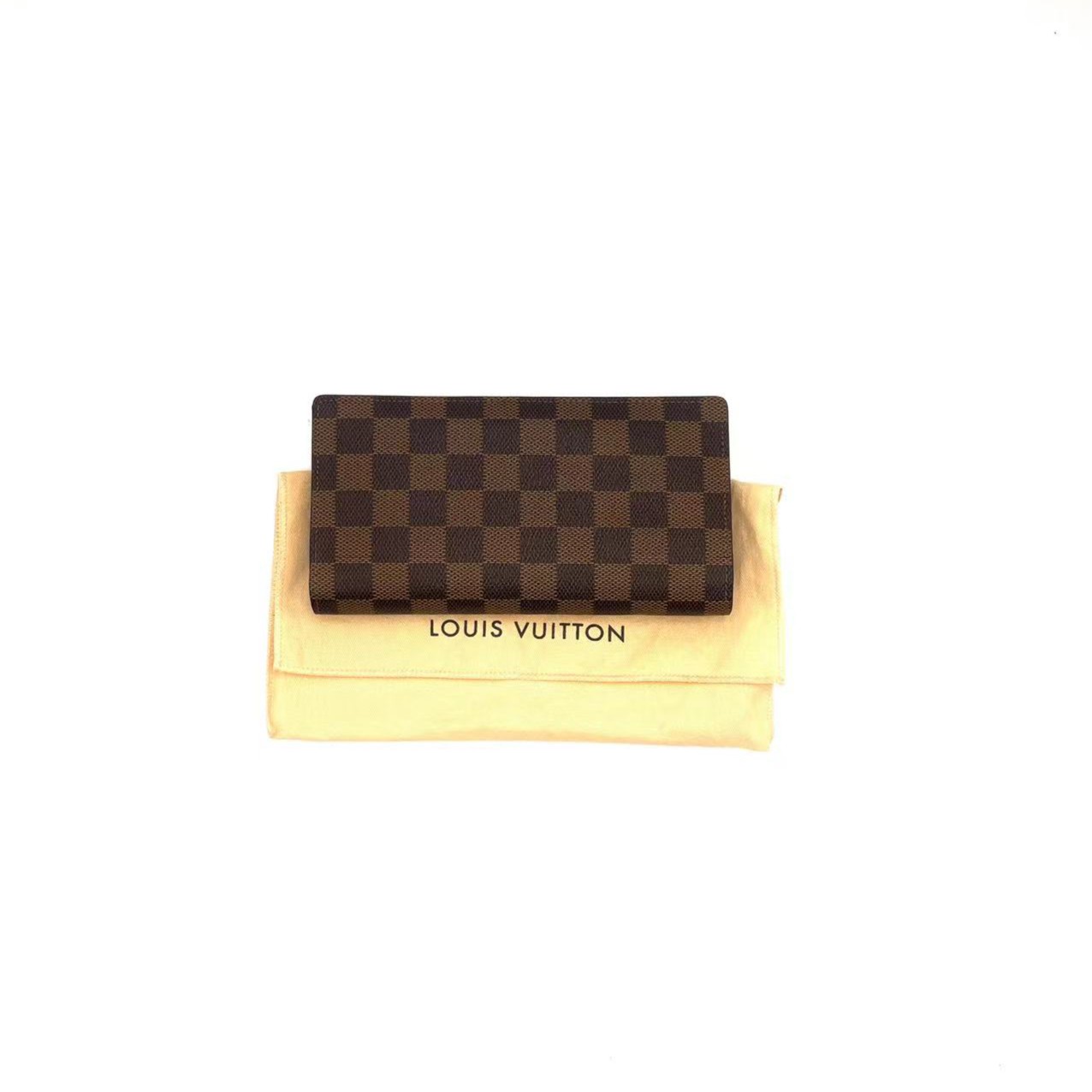95新 LouisVuitton/路易威登 Lv棕色棋盘格钱包/N97