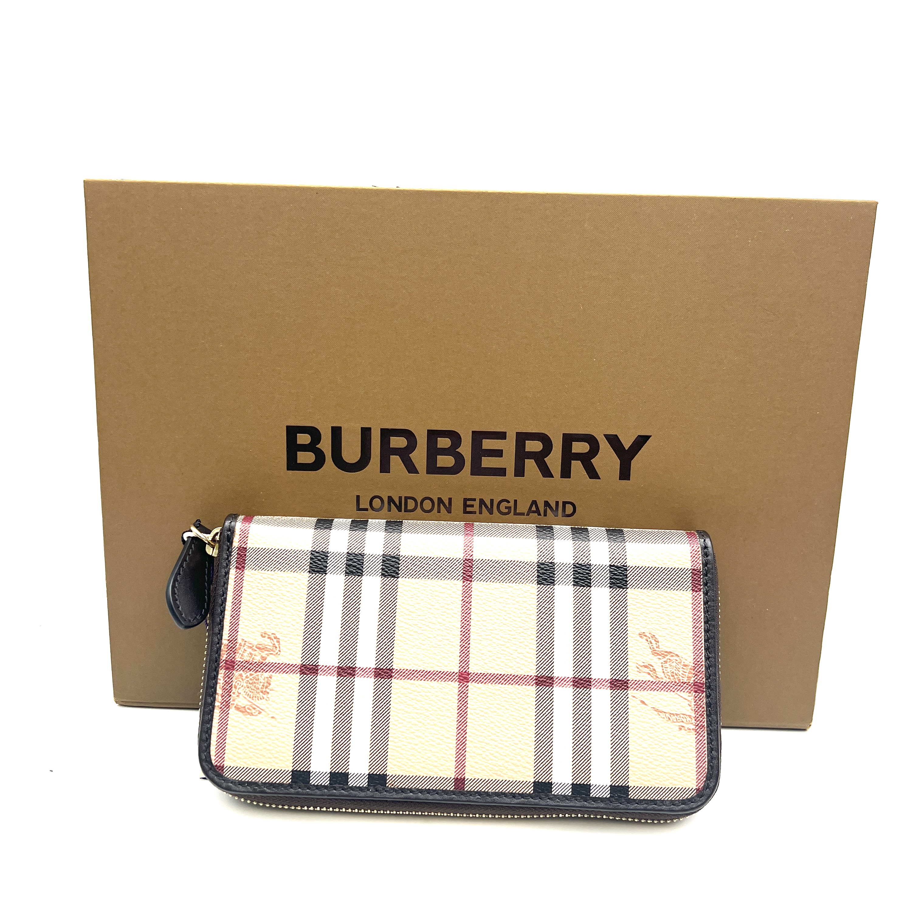 95新 BURBERRY/博柏利 巴宝莉战马格纹钱包/M182/赠送钥匙扣