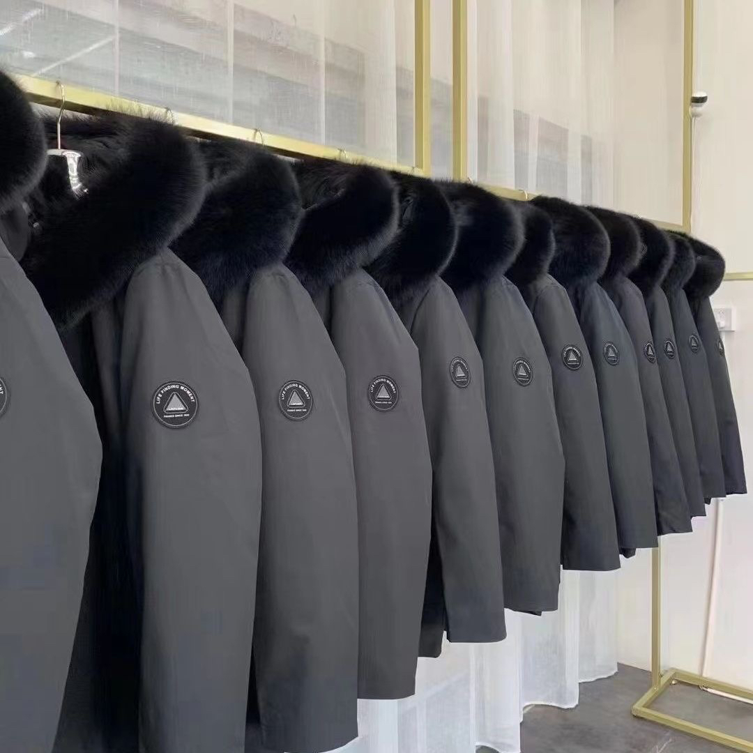 2024男款派克服长款兔毛外套