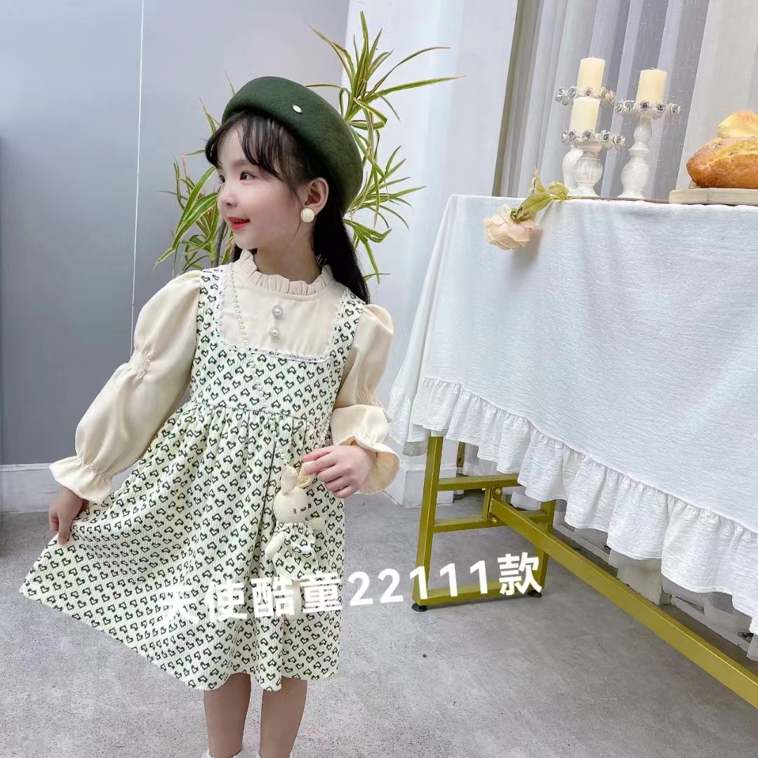 女童秋装连衣裙套装儿童裙子2024新款洋气春秋宝宝公主裙假背带裙