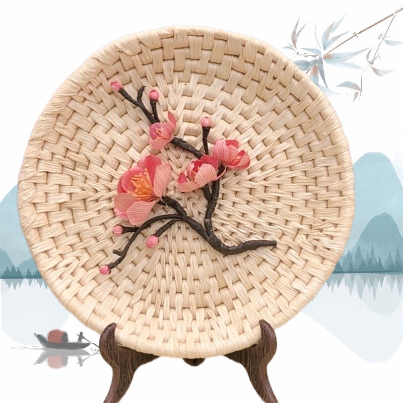 草编纯手工制作装饰盘摆件