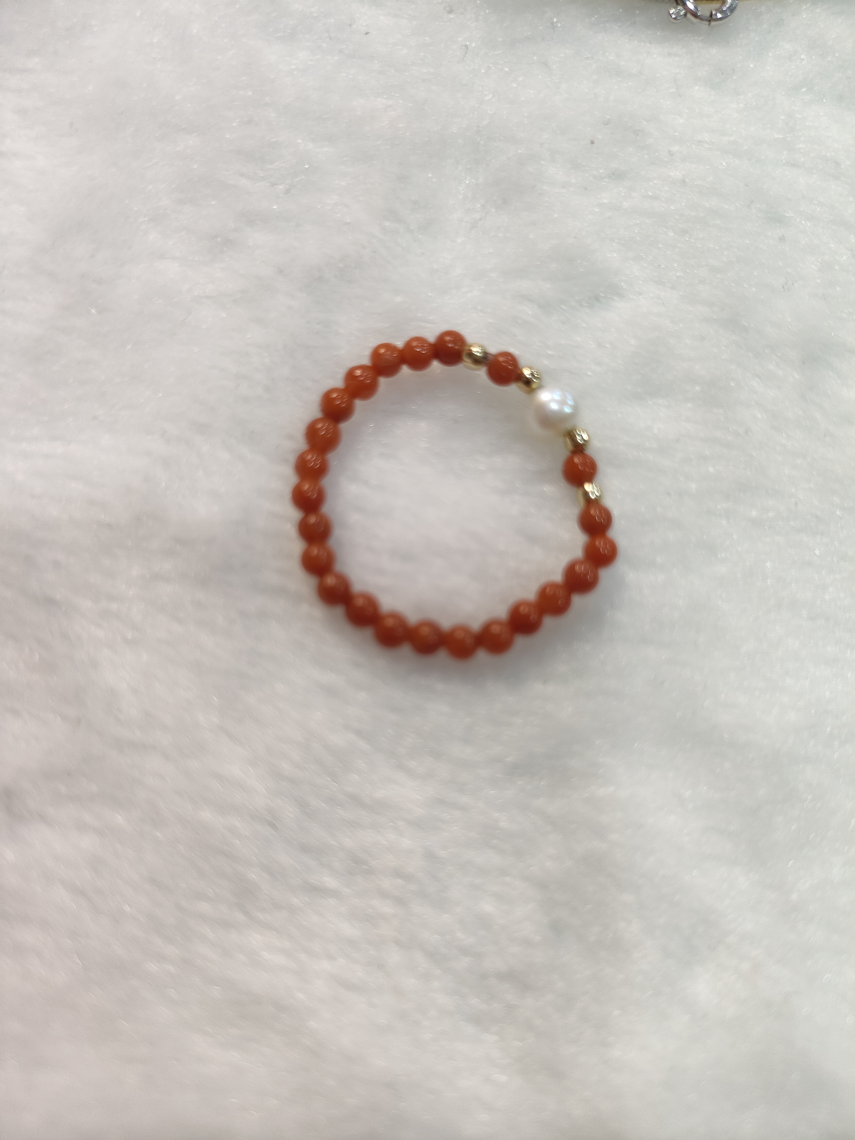 精工南红小米珠戒指