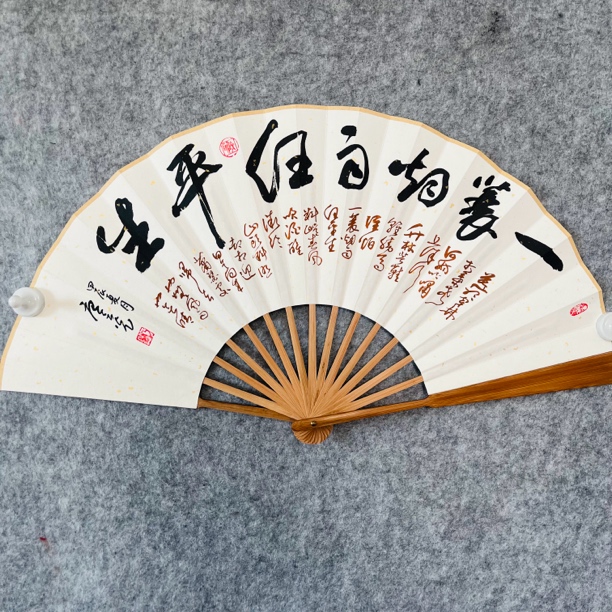 一蓑烟雨任平生-油竹10寸15方（默认粘好）唐会光老师亲笔手书