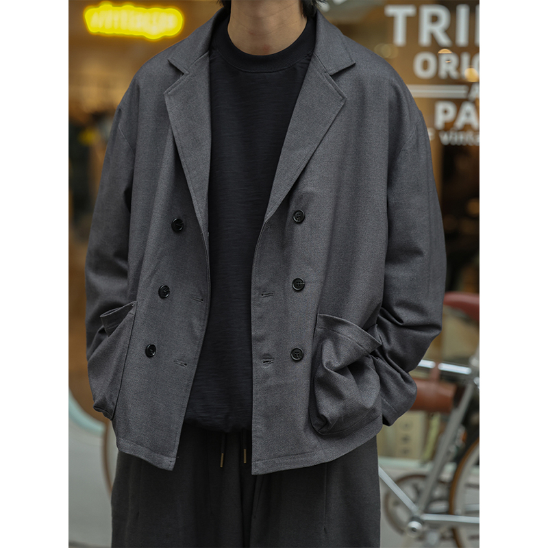 TRIFFER复古双排扣西装 羊毛混纺宽松廓形男女款