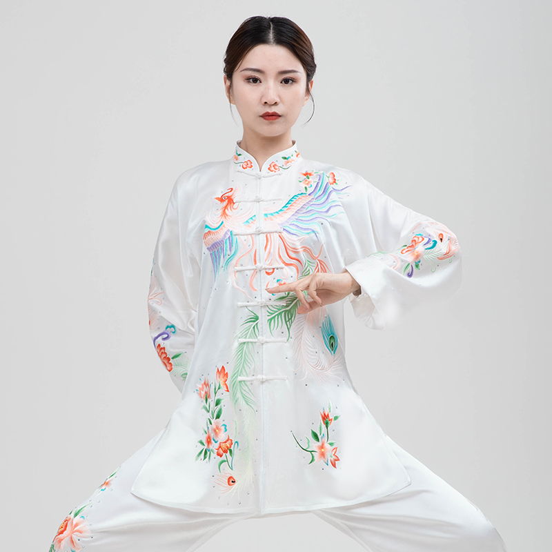 御尊重磅真丝太极服男春秋夏季高端定制桑蚕丝表演服太极拳练功服