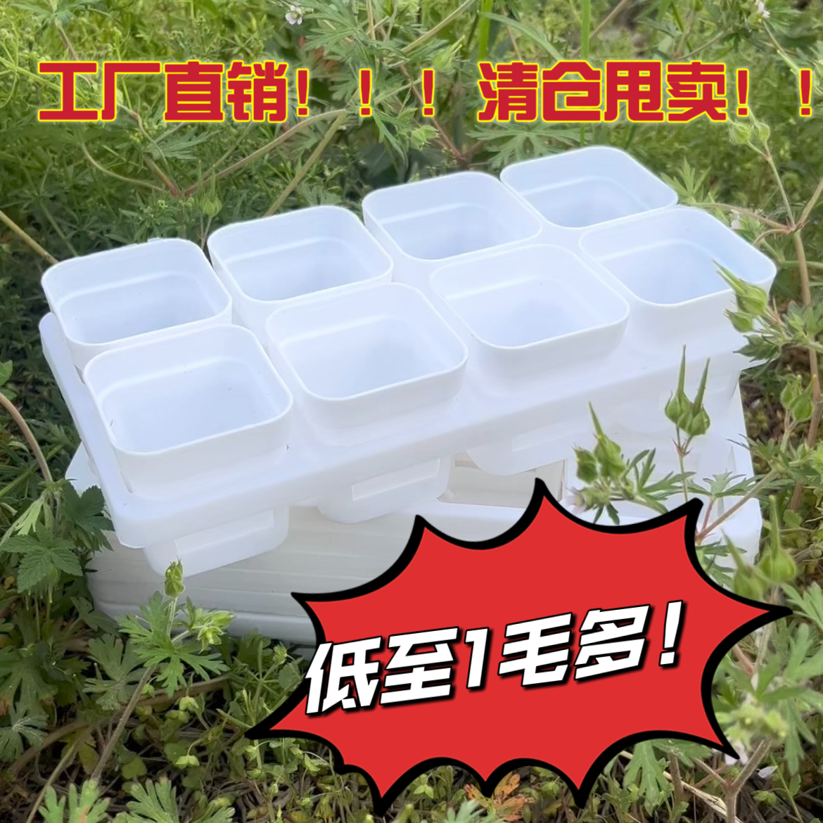 小白方多肉盆批发 小白方塑料花盆 多肉专用叶插种播
