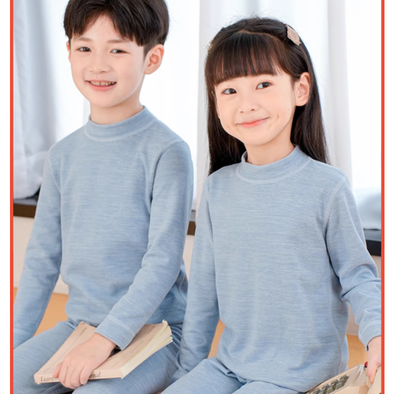 巴拉巴拉加绒儿童保暖内衣套装秋冬男女童秋衣秋裤小童半圆领长袖