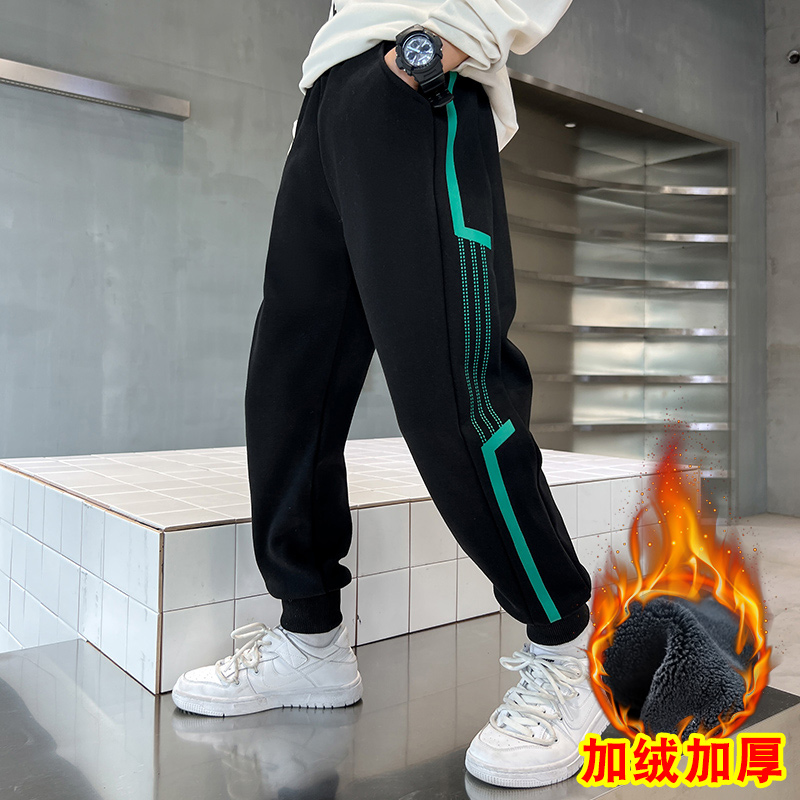 巴拉巴拉男童一体加绒裤子秋冬款2023新款儿童冬装加厚运动卫裤大