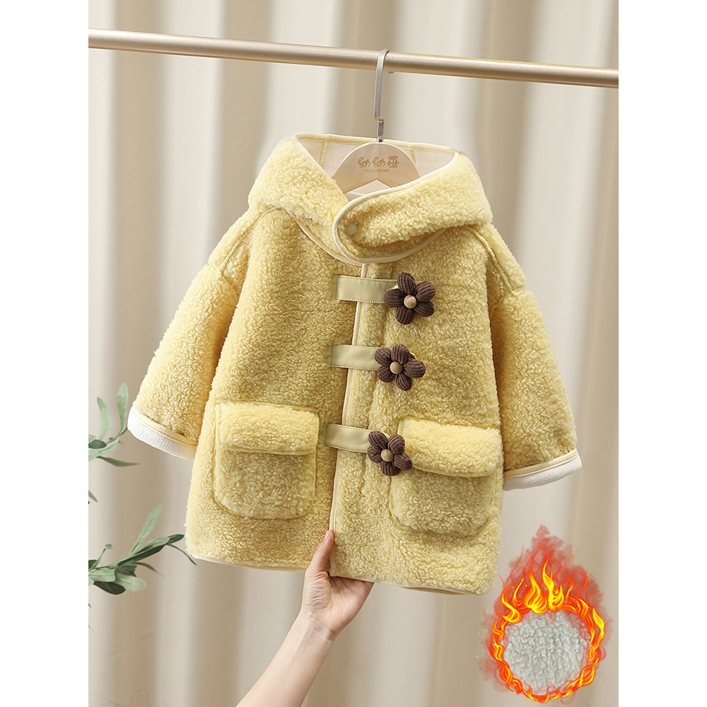 巴拉巴拉女童加绒外套秋冬款2023新款小童冬季儿童加厚大衣女宝宝