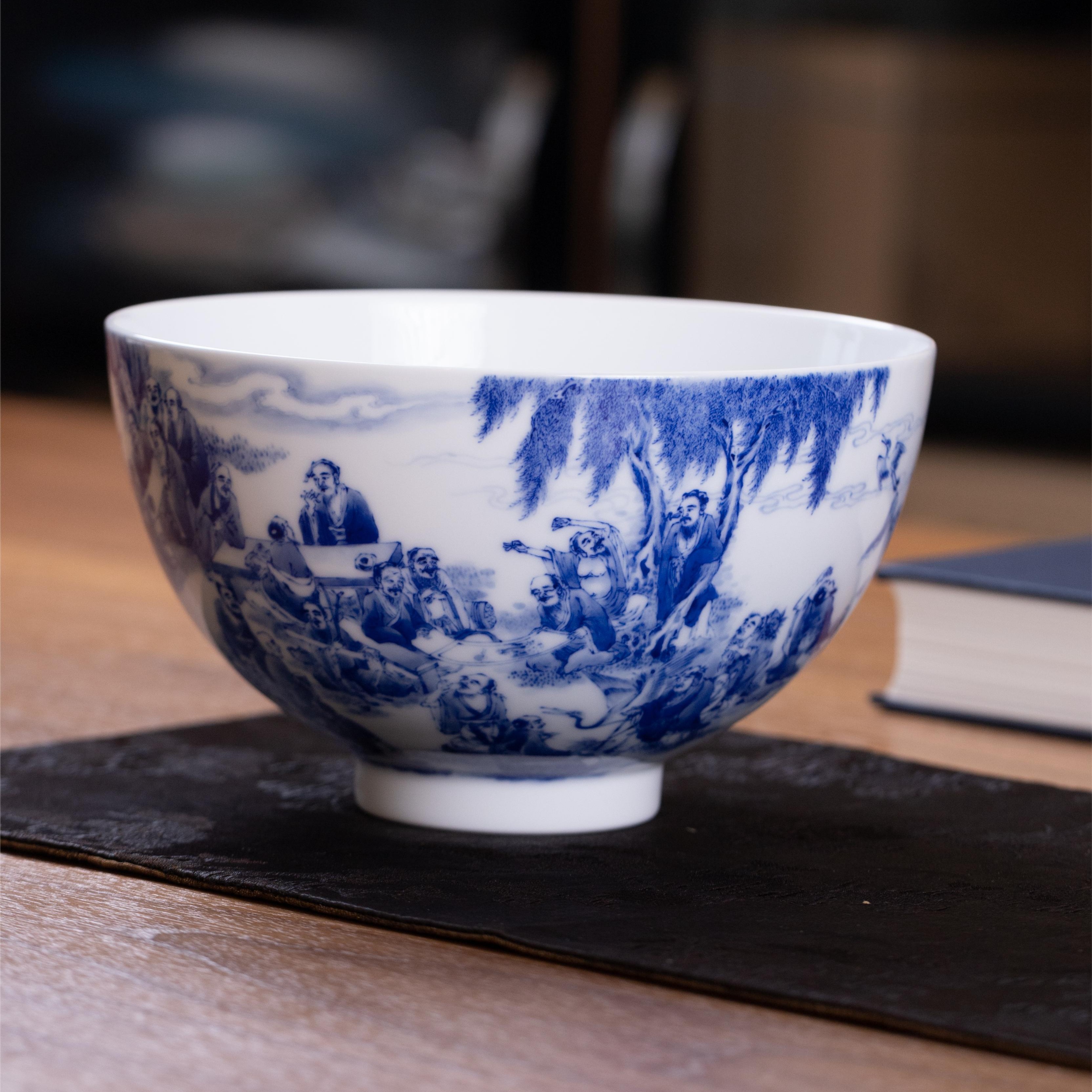 九段烧-九段妙手-青花重工人物百寿图 大碗