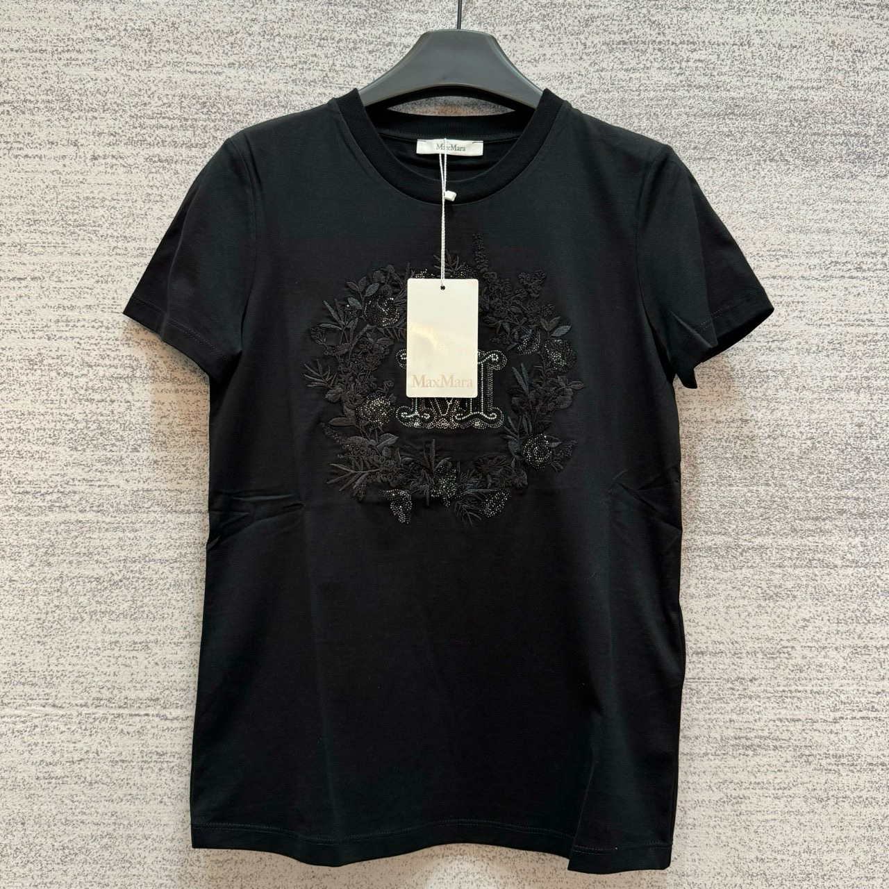 MAXMARA 刺绣短袖T恤 黑色/尺码XS/全新