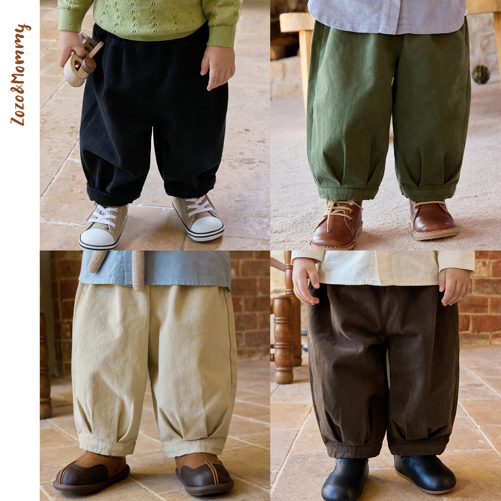 【秋野奔奔裤】斜纹磨毛休闲灯笼裤秋季婴幼童男女宝宝长裤 