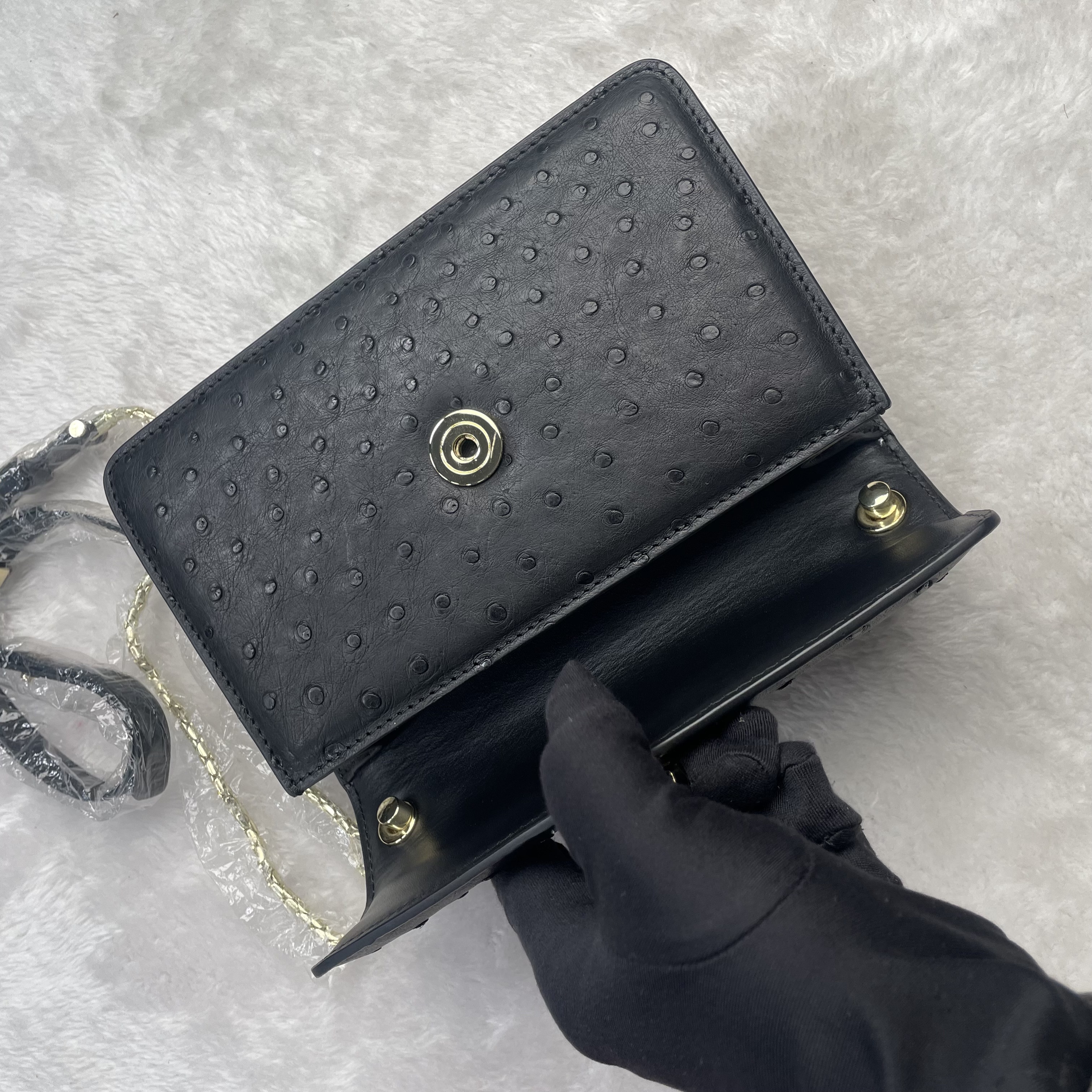 福利款鸵鸟皮链条包