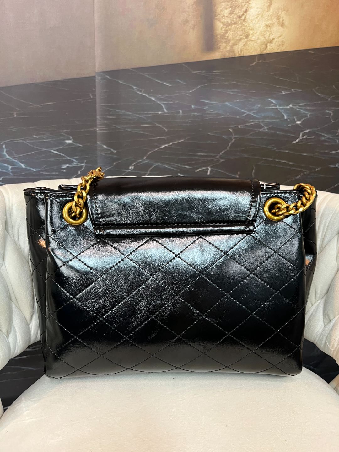 LQ-ONLY-QUEEN真皮女包菱格边-大号黑色